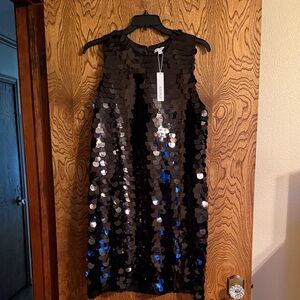 Chico's Black and Silver Sequin Mini Dress